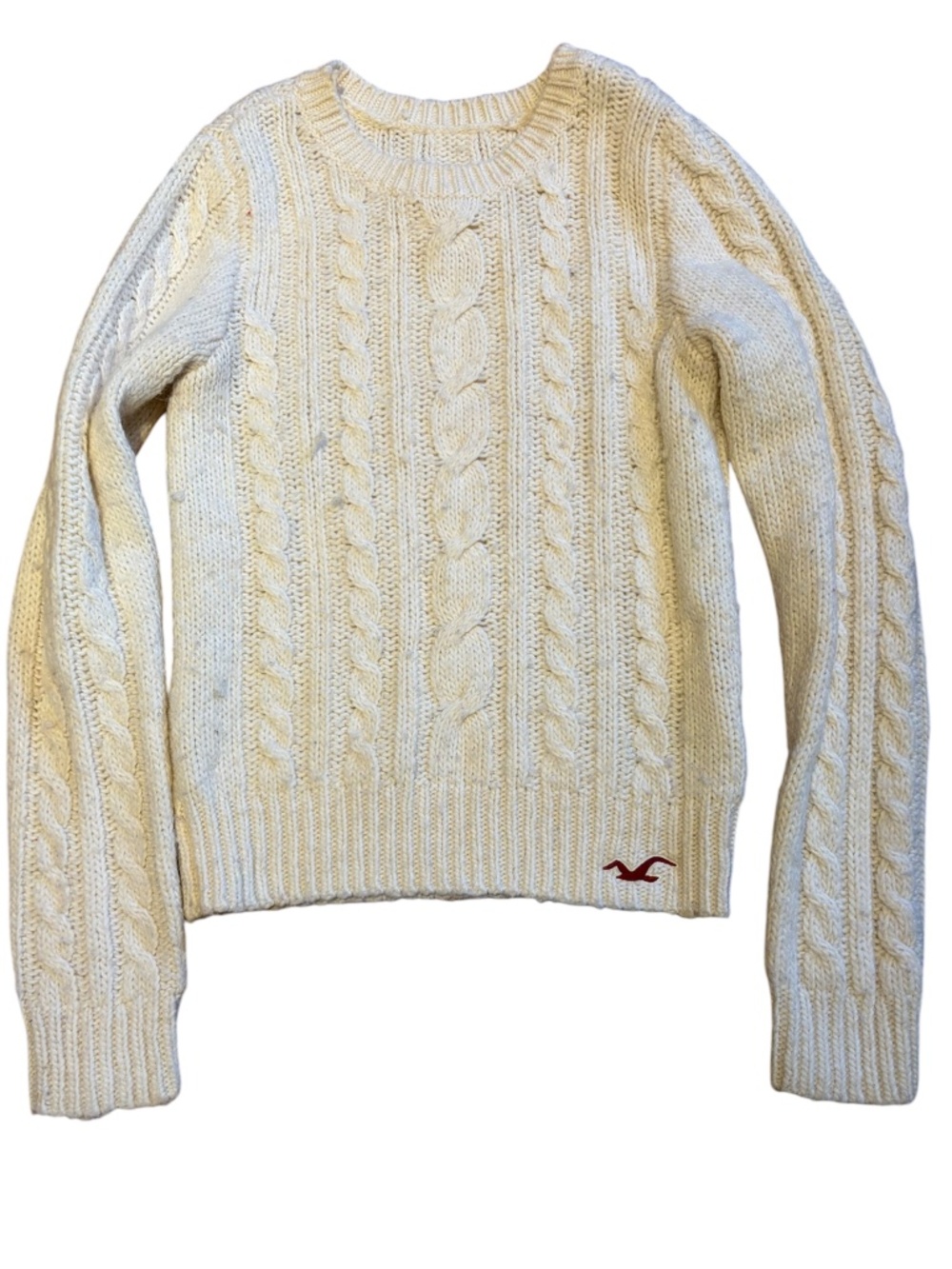 Hollister Cream/Off-White Cable Knit Sweater | Size Medium